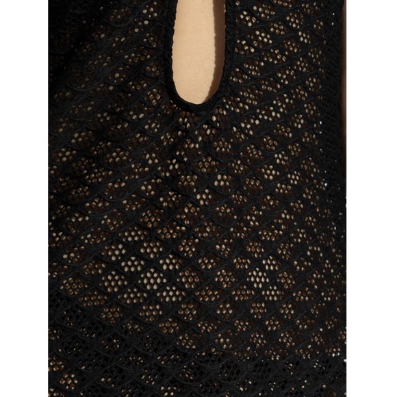 NWT GANNI Sheer Lace V-Neck Gold Butterfly Logo Clasp Sleeveless Maxi Dress L - Picture 11 of 13